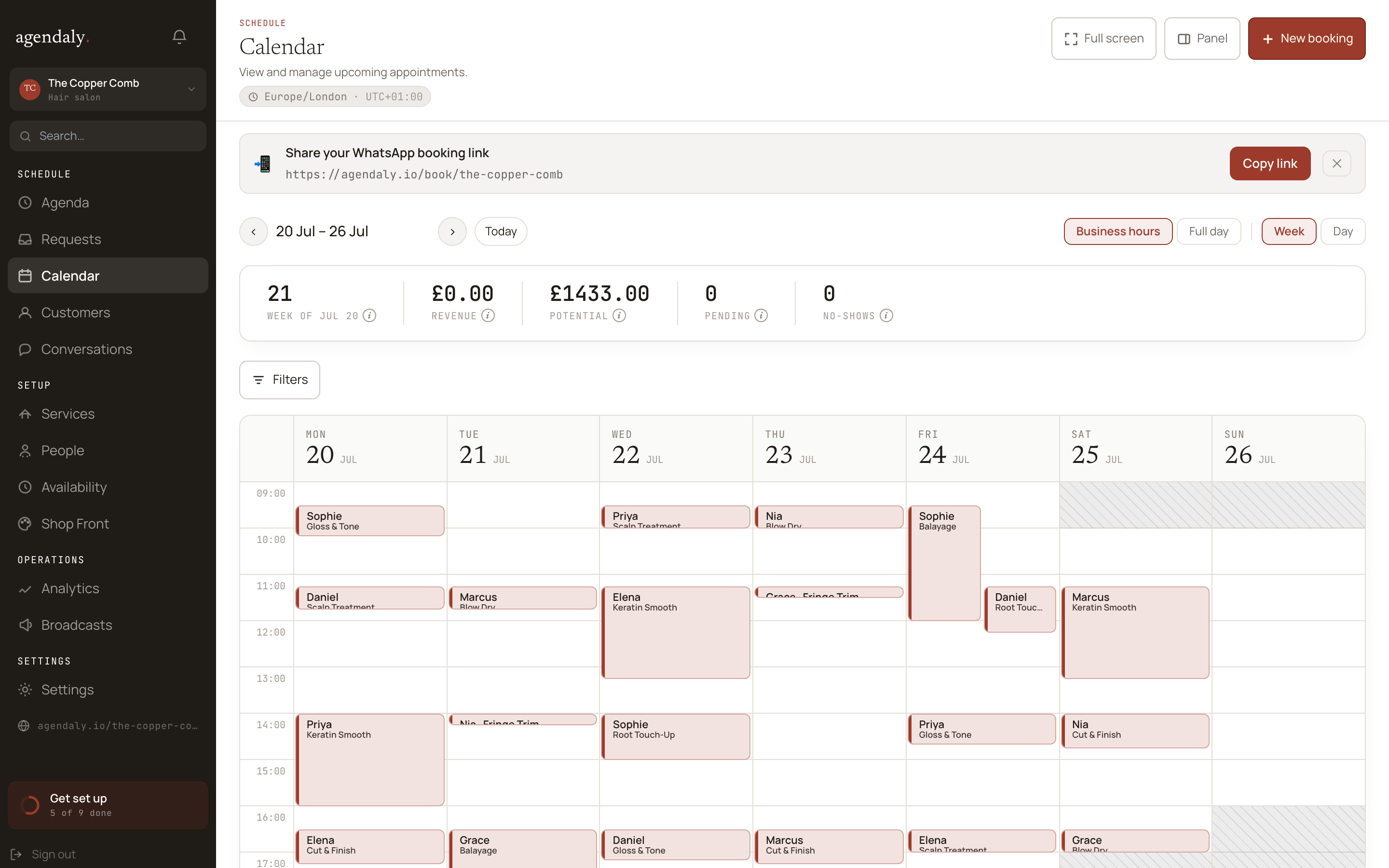 owner calendar - week view